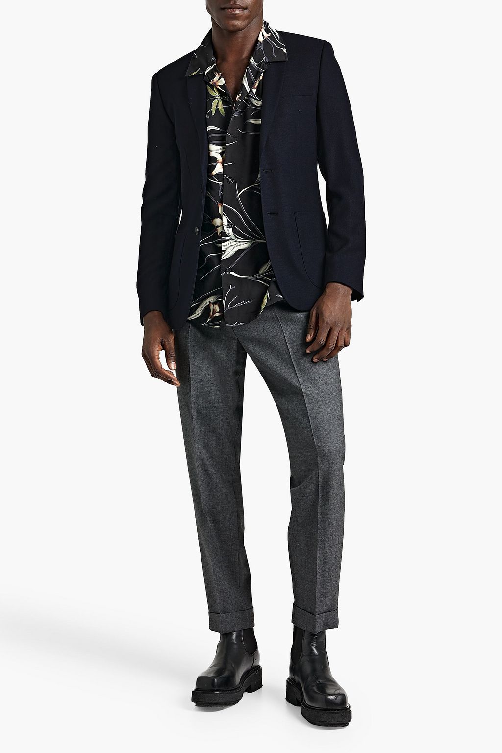 SANDRO Slim-fit wool-blend piqué blazer