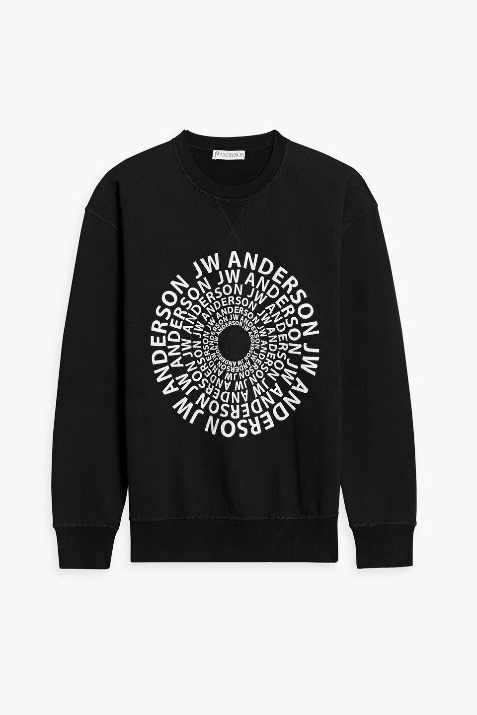 Jw Anderson Embroidered French Cotton-terry Sweatshirt In Black