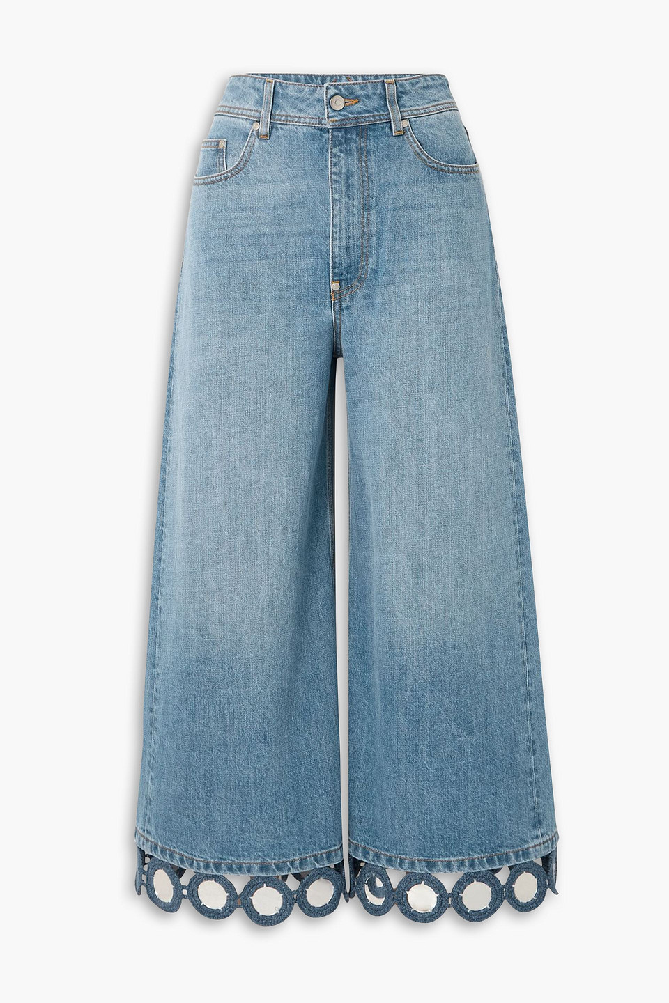 Stella Mccartney Embellished High-rise Wide-leg Jeans In Blue