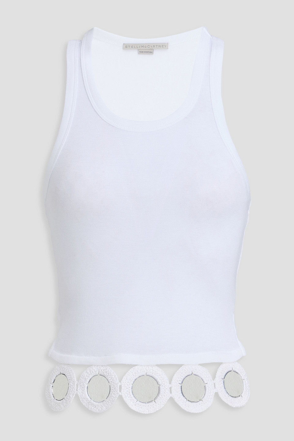 Stella Mccartney Embellished Crochet-trimmed Lyocell And Cotton-blend Tank In White