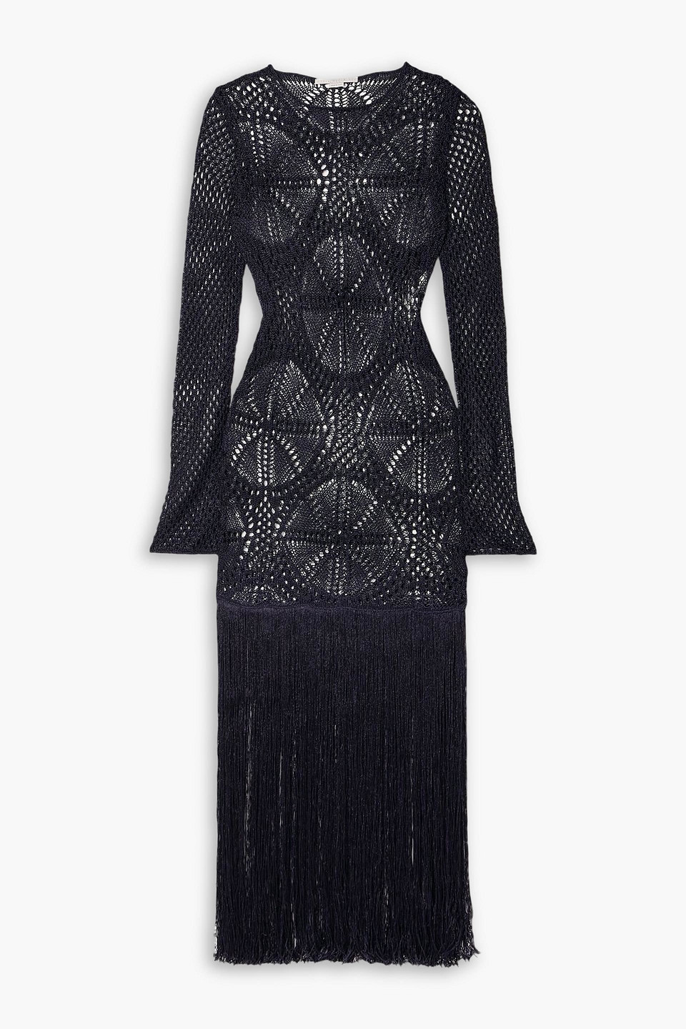 stella mccartney - fringed crocheted maxi dress - blue - xs