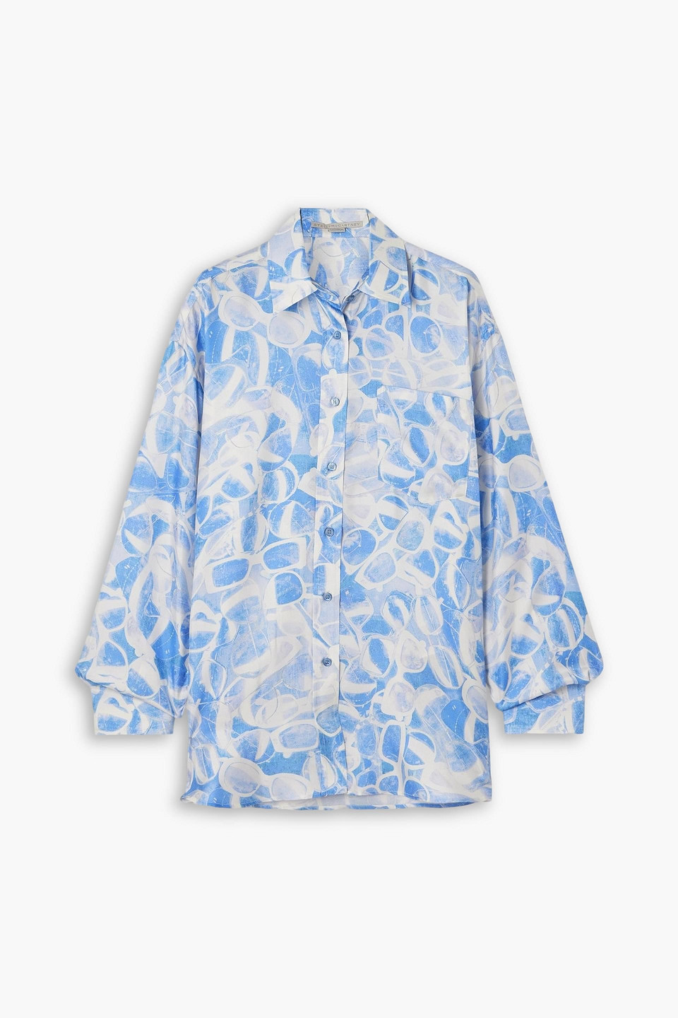 stella mccartney - printed silk-twill shirt - blue - it 42