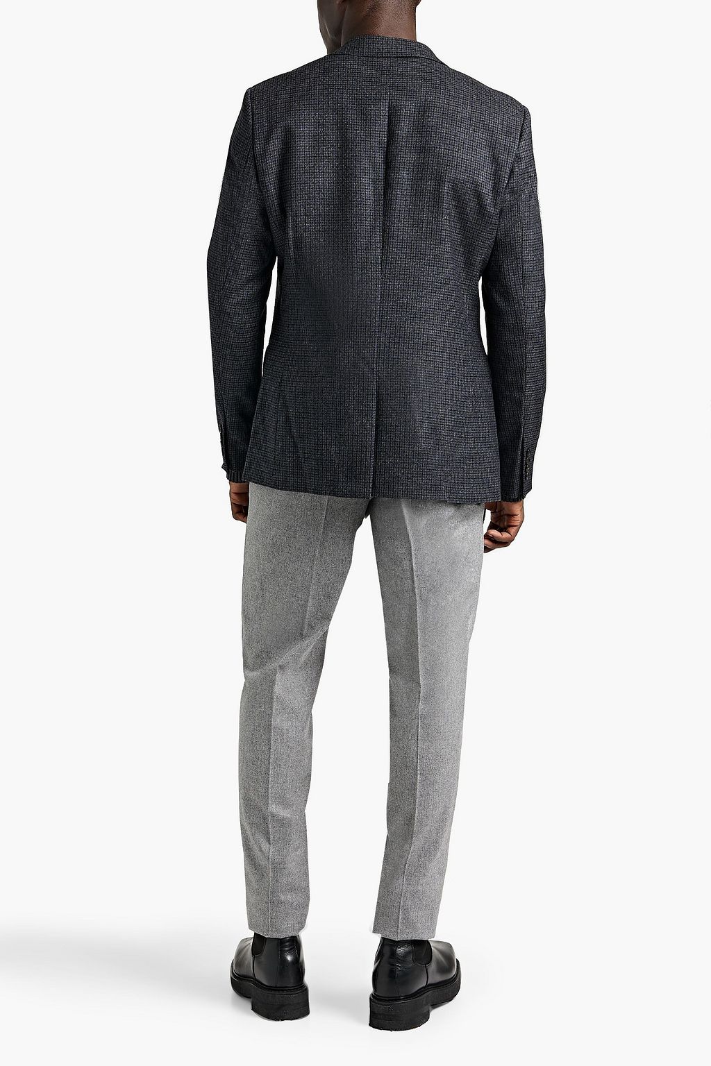 SANDRO Checked wool-tweed blazer