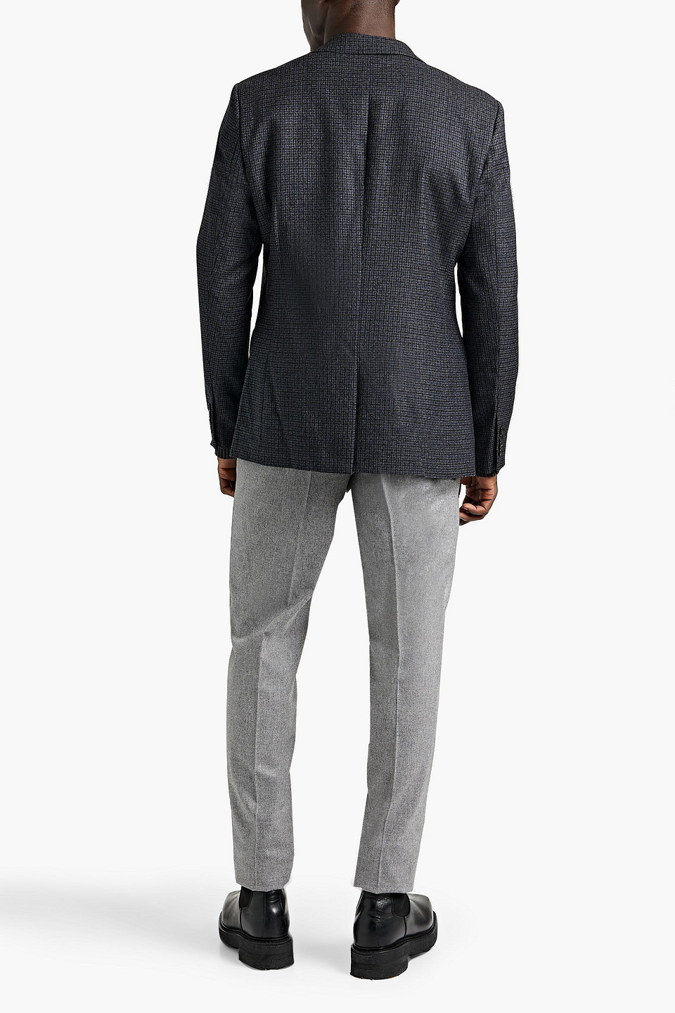 Sandro Checked Wool-tweed Blazer In Charcoal