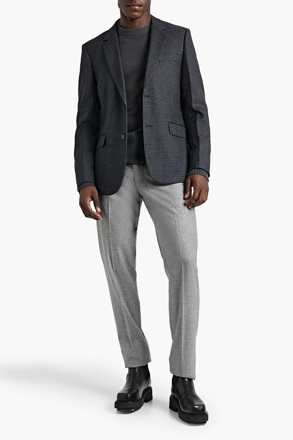 SANDRO Checked wool-tweed blazer