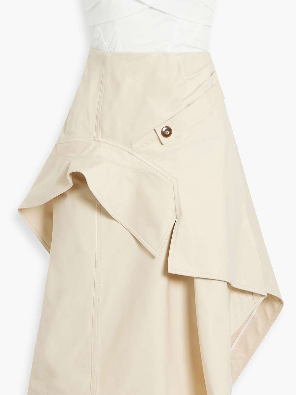 jones strapless draped cotton-blend poplin midi dress