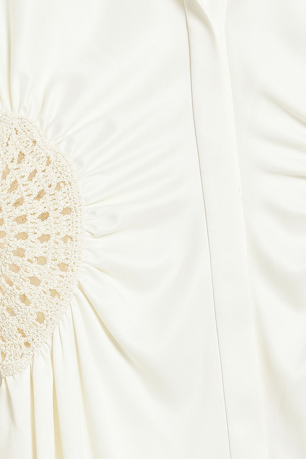 SIMKHAI Rhoda crochet-trimmed satin-crepe midi shirt dress