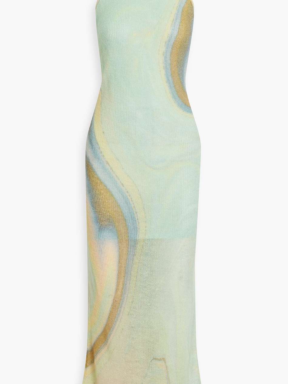 mischa printed knitted halterneck maxi dress