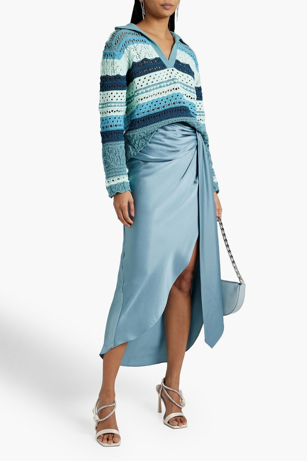 SIMKHAI Elisabetta draped satin-crepe maxi skirt