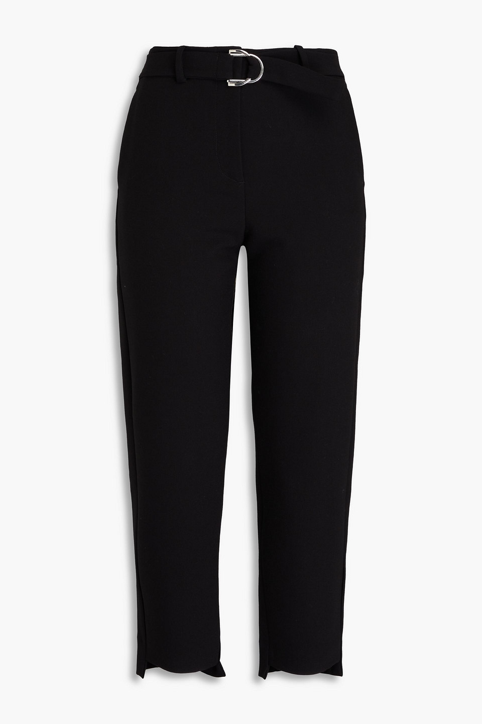 Cropped belted crepe tapered pants