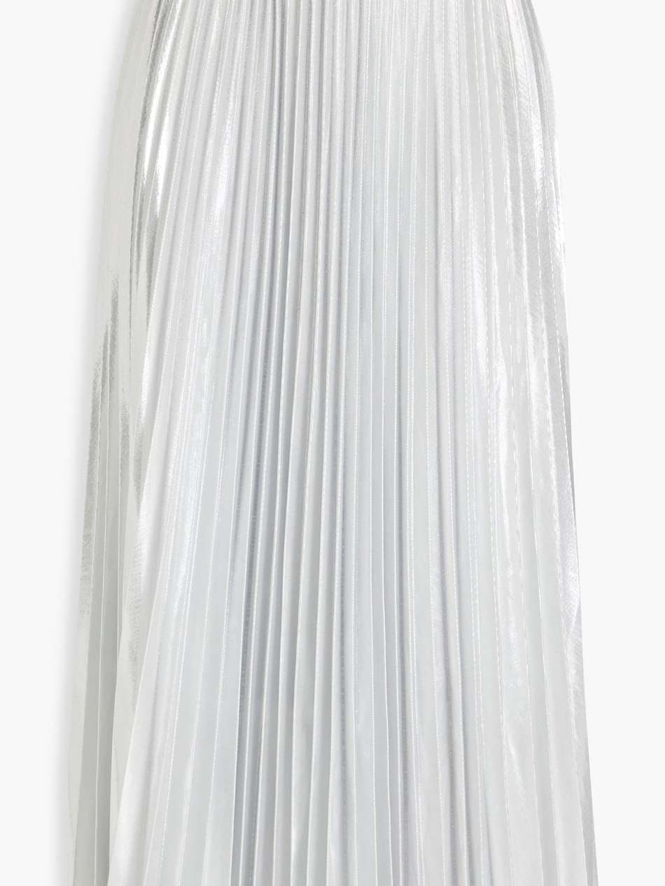 pleated lamé midi skirt