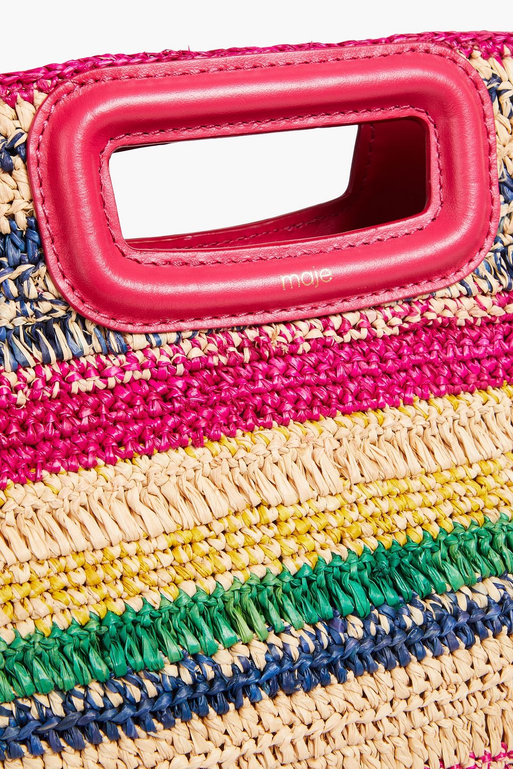 MAJE Striped raffia tote