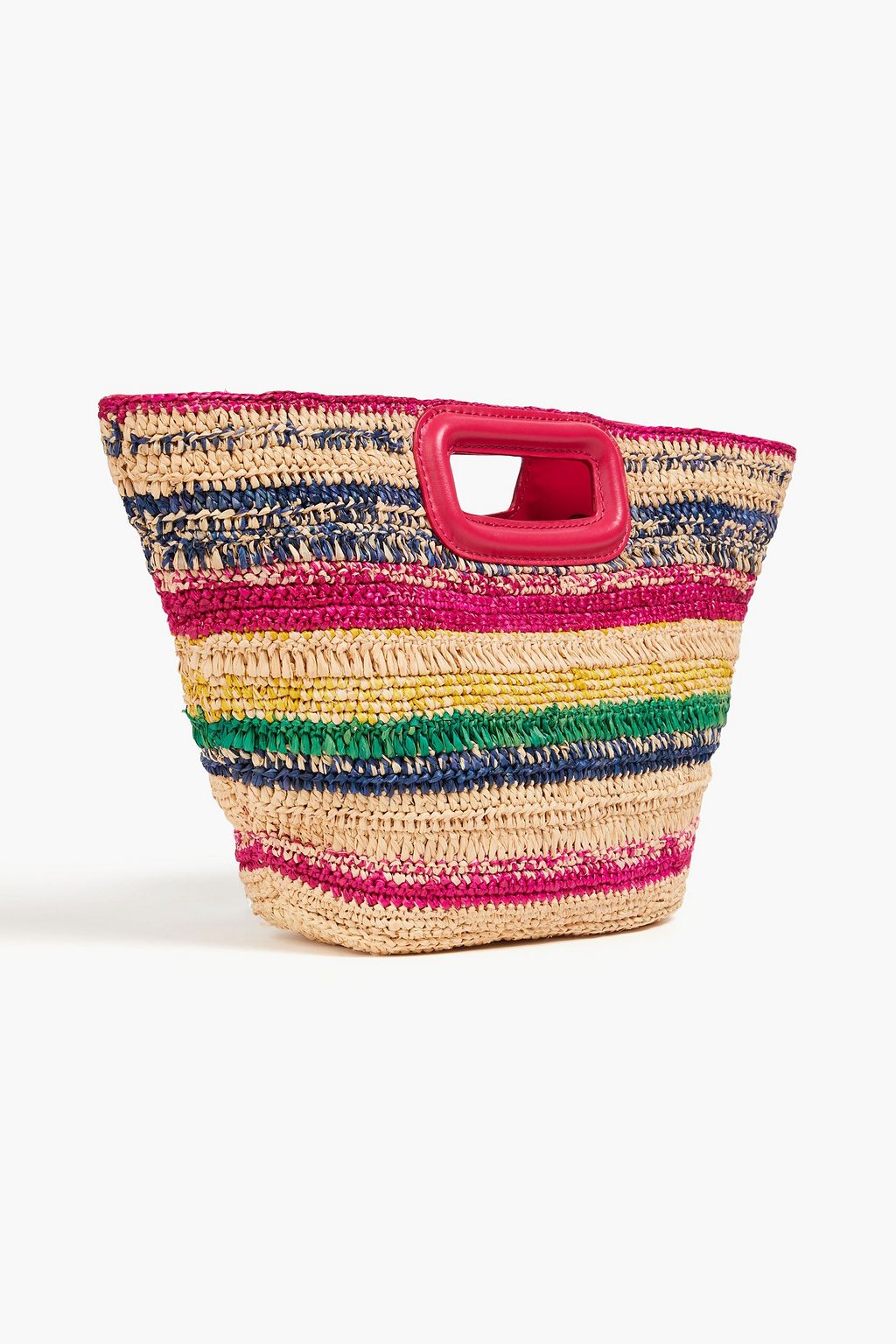 MAJE Striped raffia tote