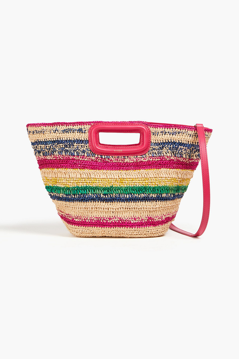 Striped raffia tote