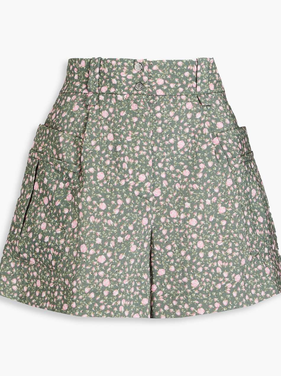 floral-print woven shorts