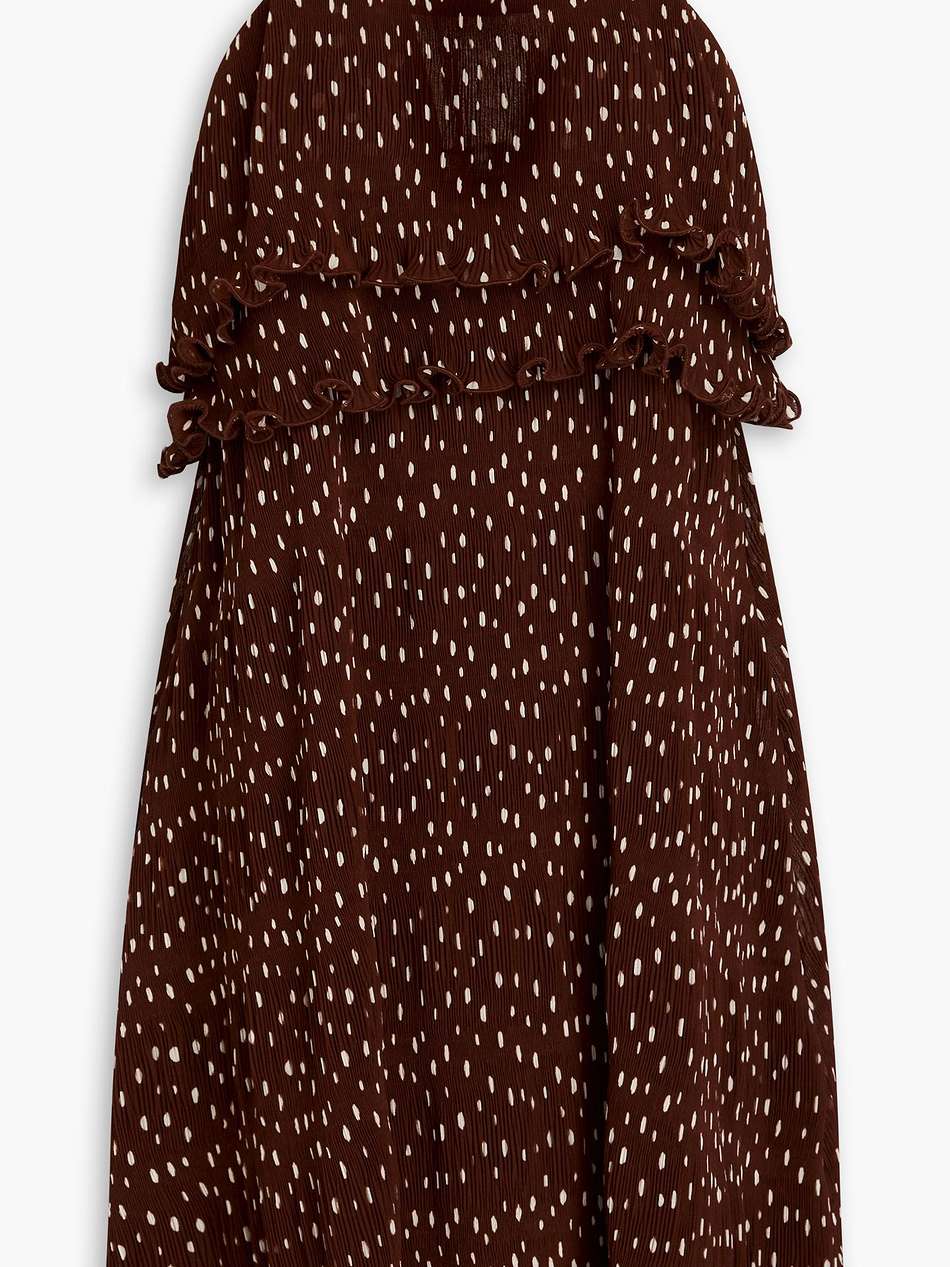 ruffled polka-dot plissé-georgette mini dress