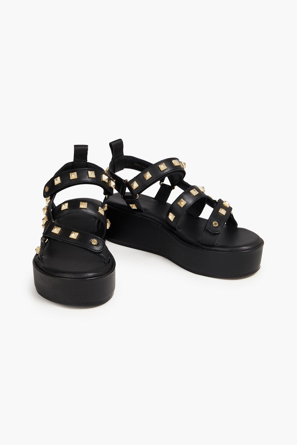 Shop Maje Studded Leather Platform Sandals In Schwarz