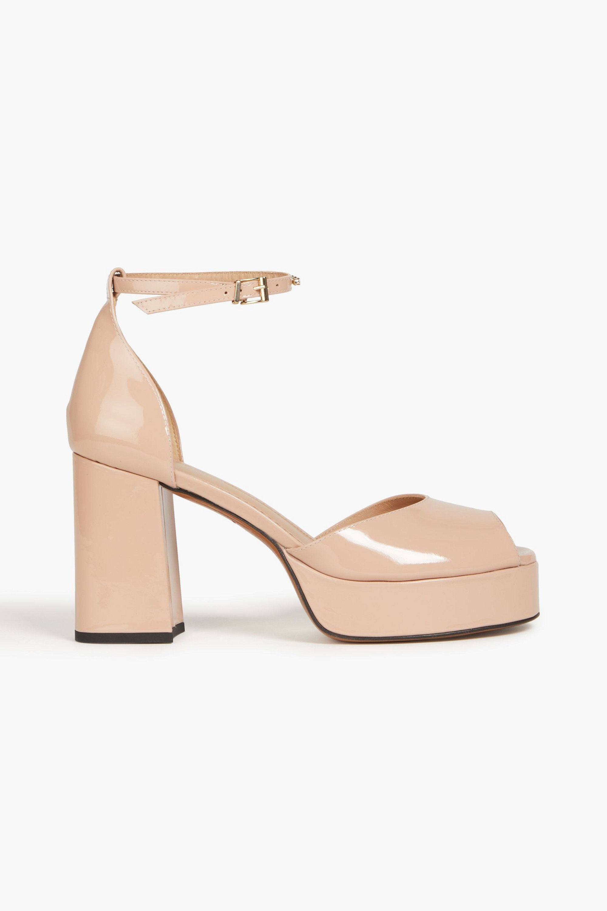 MAJE Crystal-embellished patent-leather platform sandals