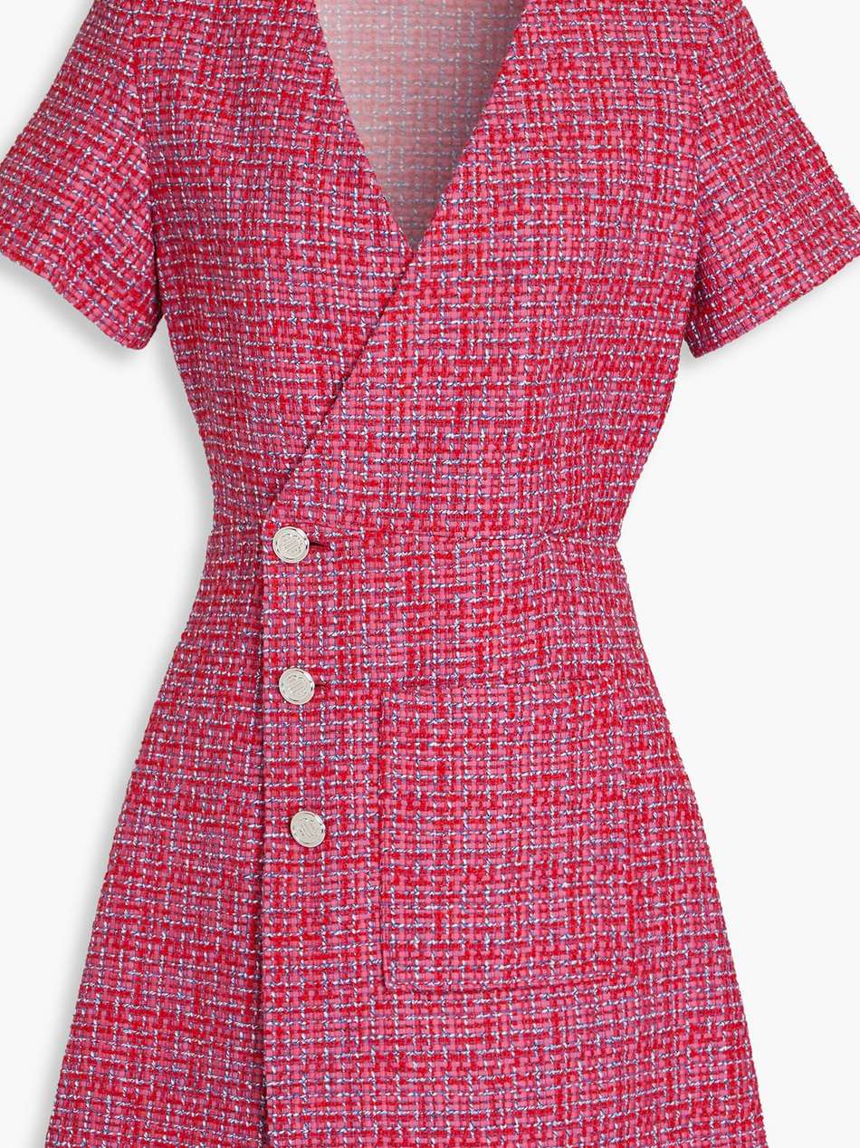 cutout tweed mini wrap dress