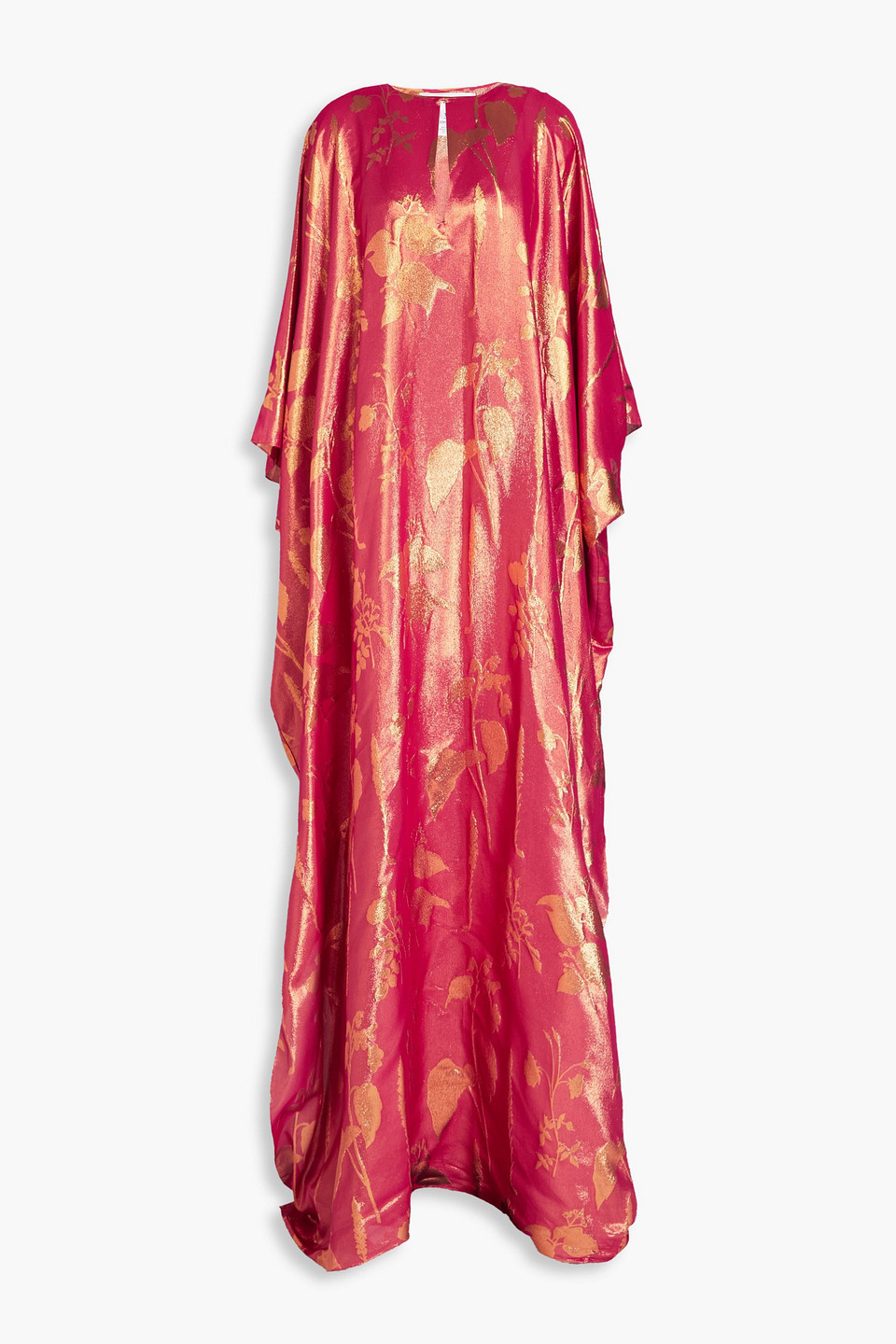 Oscar De La Renta Metallic Silk-blend Floral-jacquard Gown In Pink