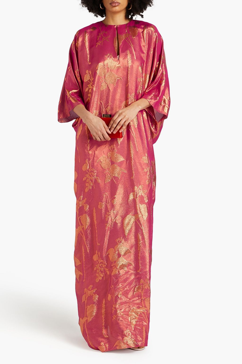 OSCAR DE LA RENTA 메탈릭 실크 혼방 자카드 카프탄