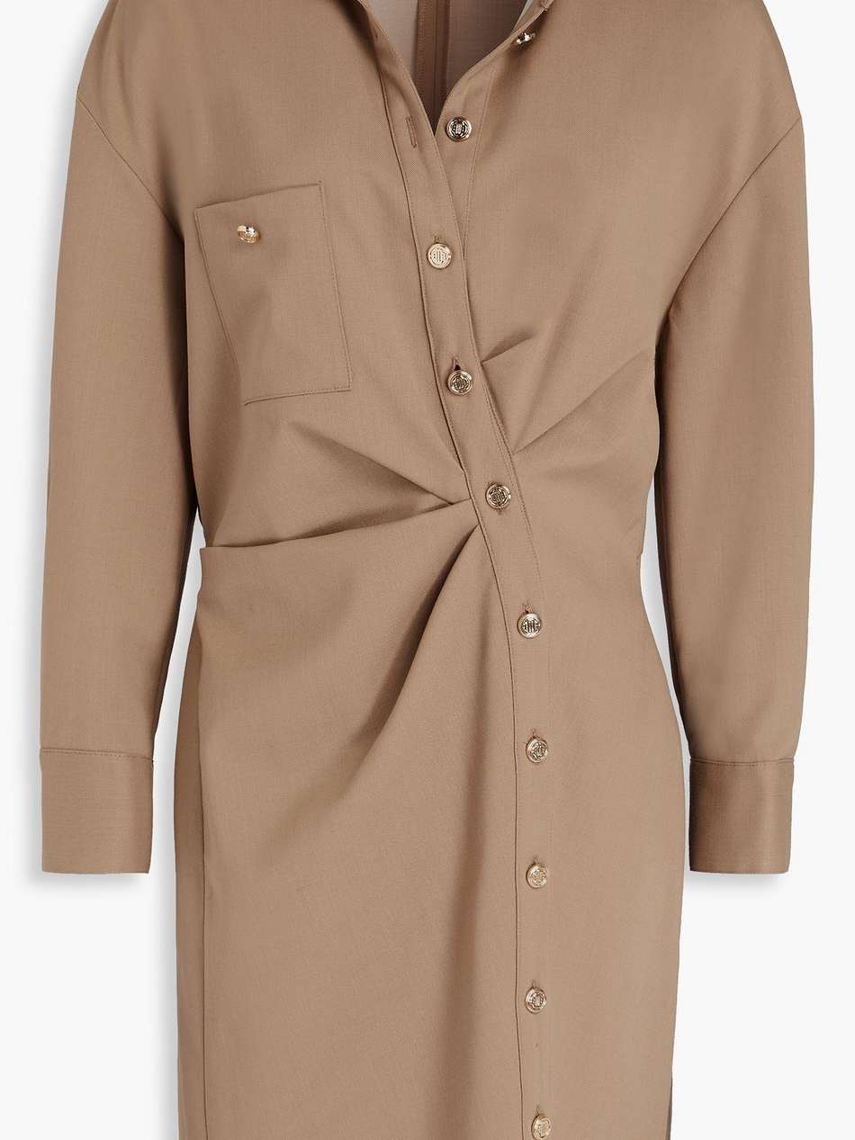 embellished twill mini shirt dress