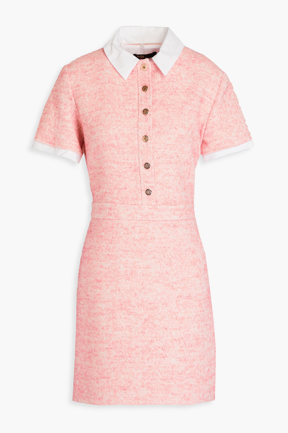 Maje Bouclé-tweed Mini Dress In Pink