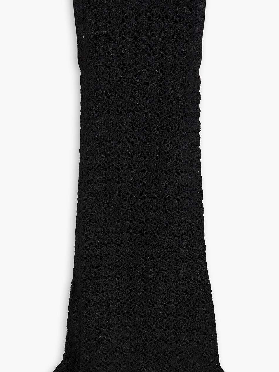 metallic crocheted midi dress