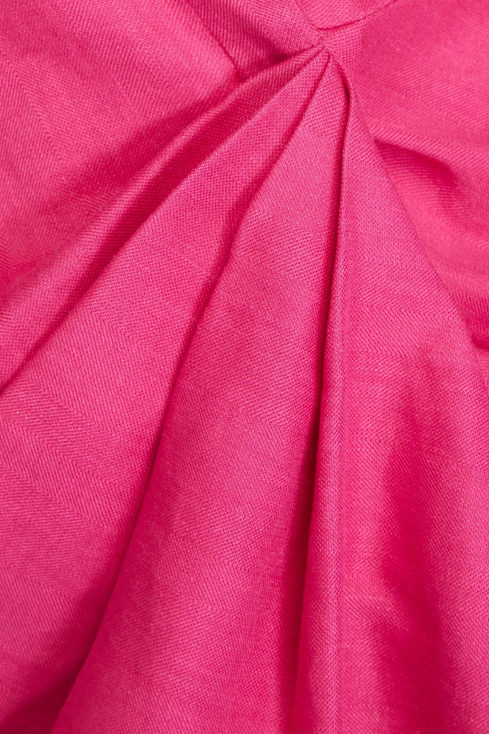 Maje Pleated Linen-blend Mini Wrap Dress In Fuchsia