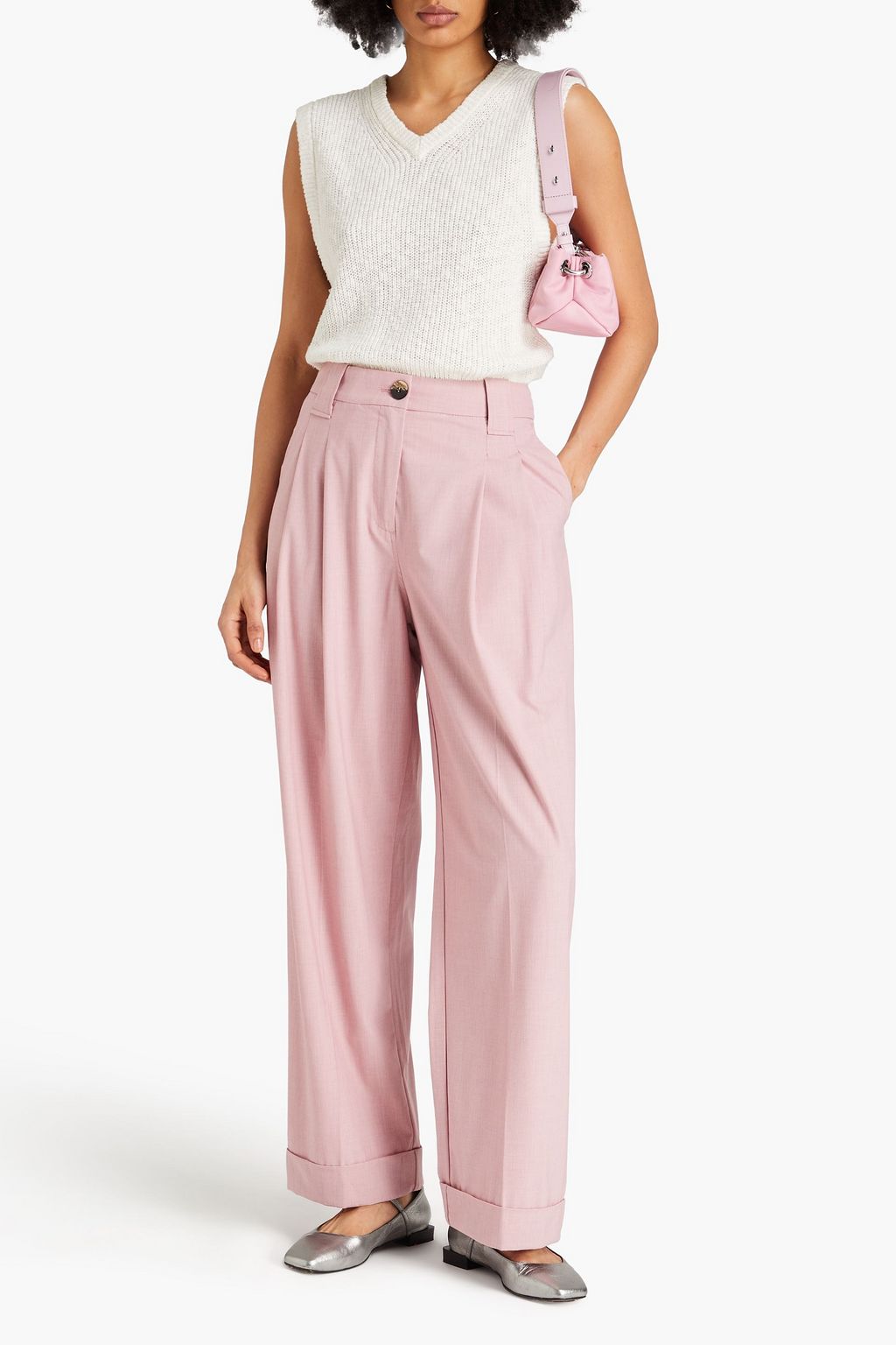 GANNI Pleated wide-leg pants