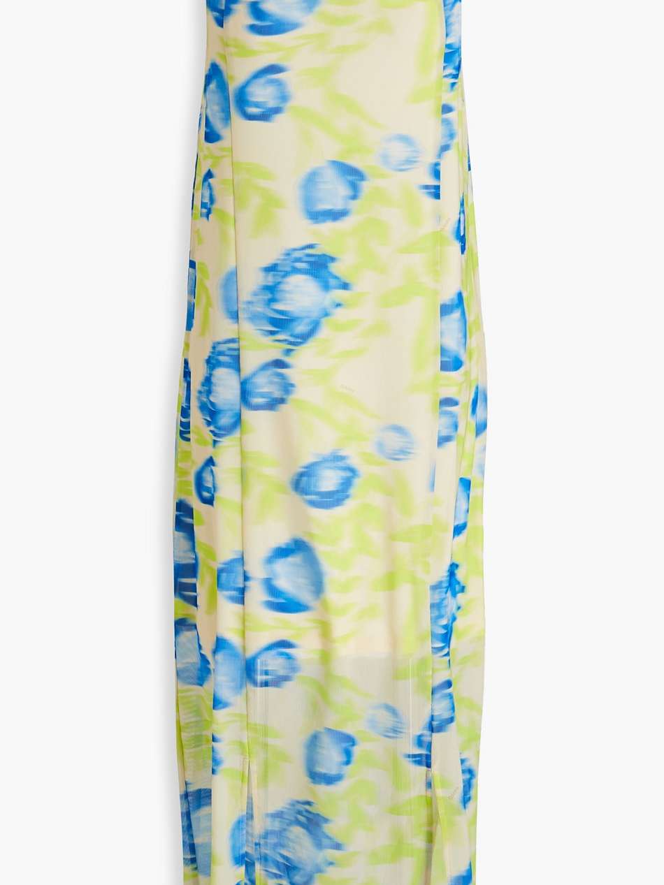 printed stretch-mesh midi dress