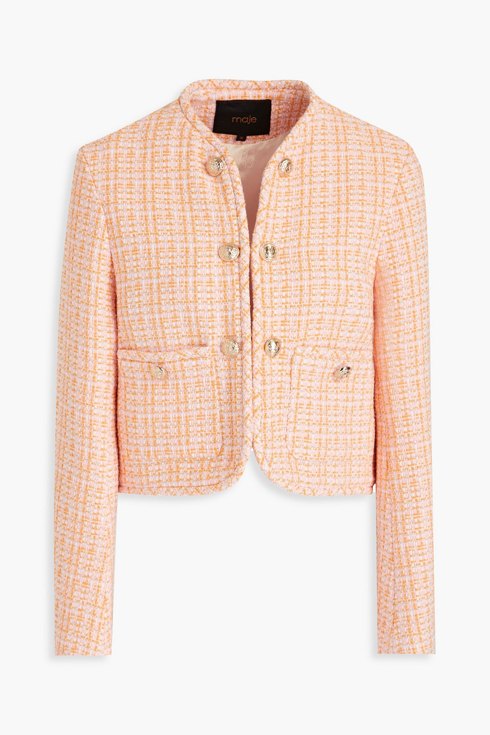 Maje Blazer Aus Grain De Poudre In Orange