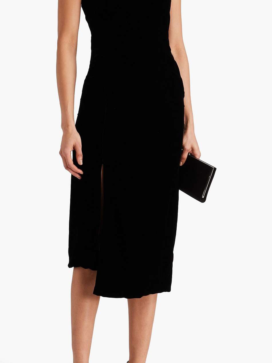 one-shoulder cutout velvet midi dress