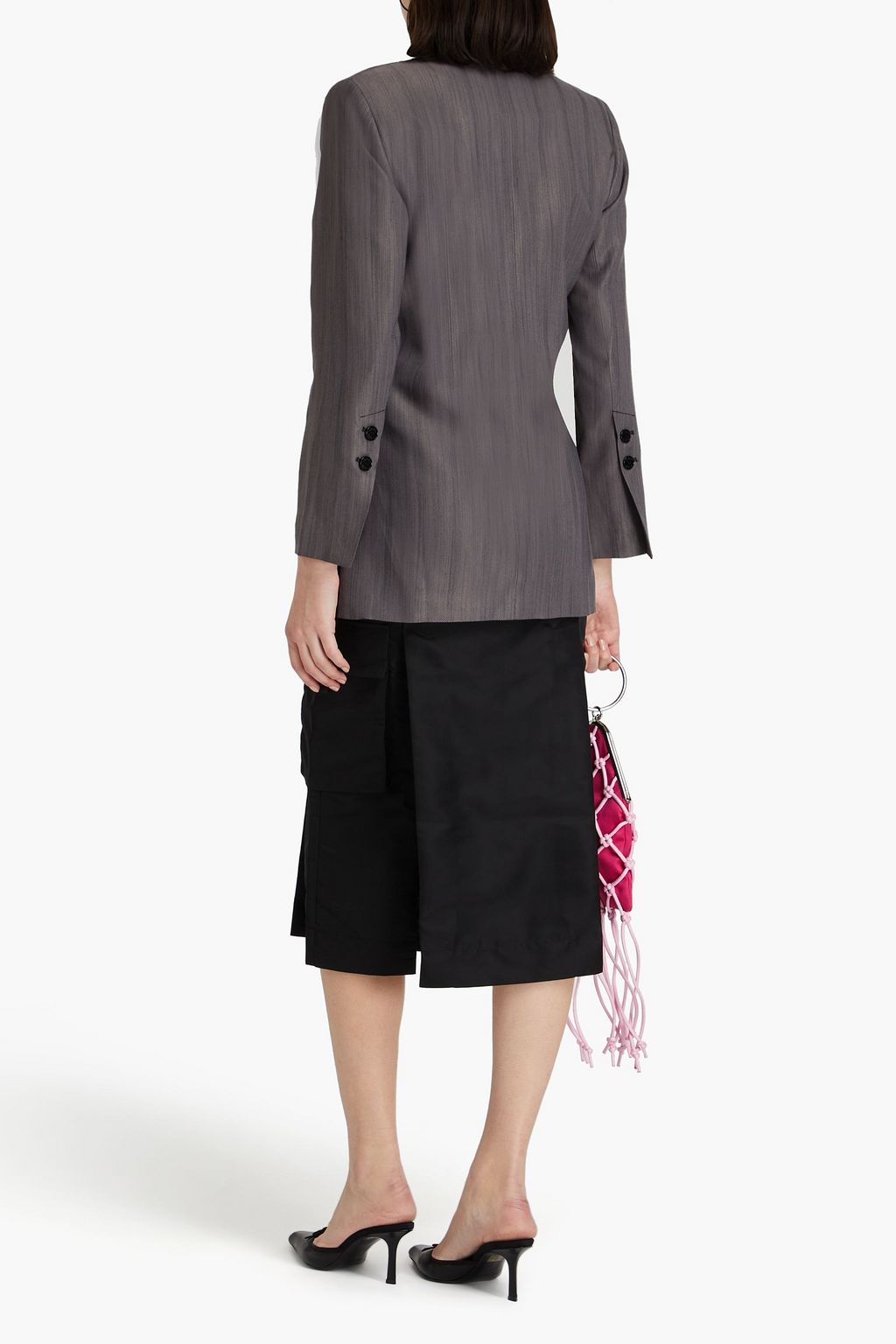 GANNI Double-breasted slub twill blazer