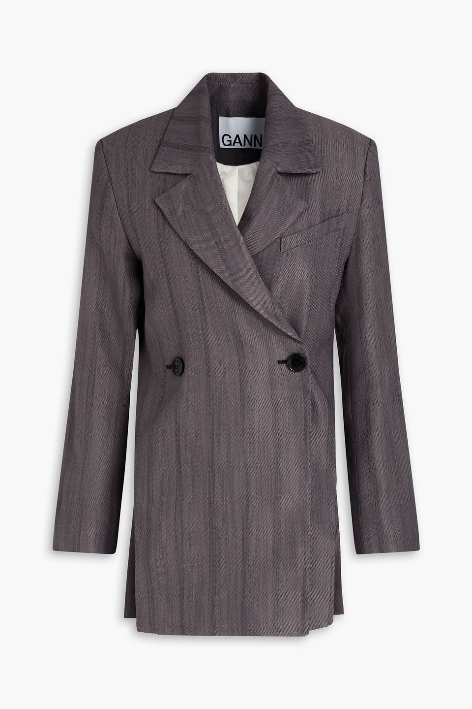 Ganni Cut-out Double-breasted Blazer In Grey