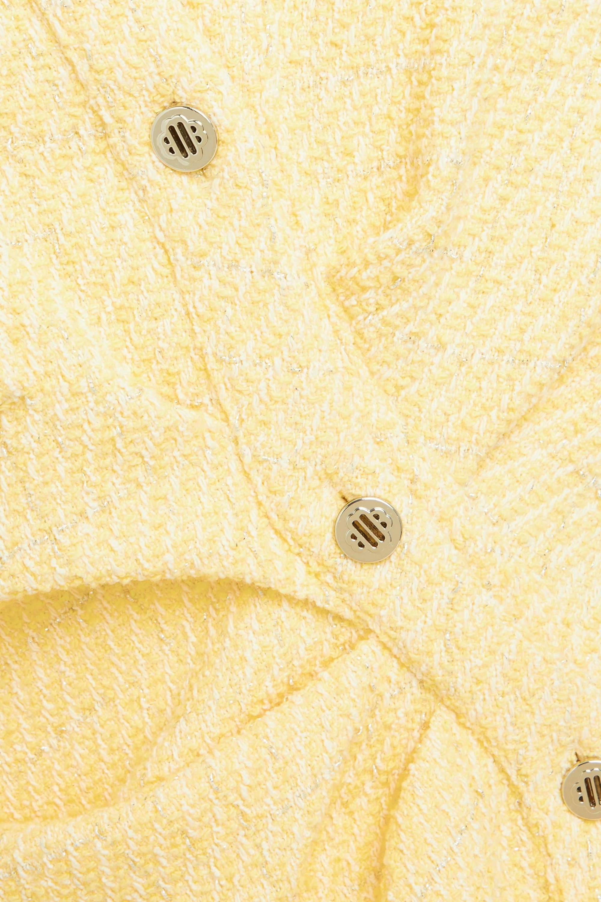 MAJE Metallic cotton-blend bouclé-tweed mini shirt dress