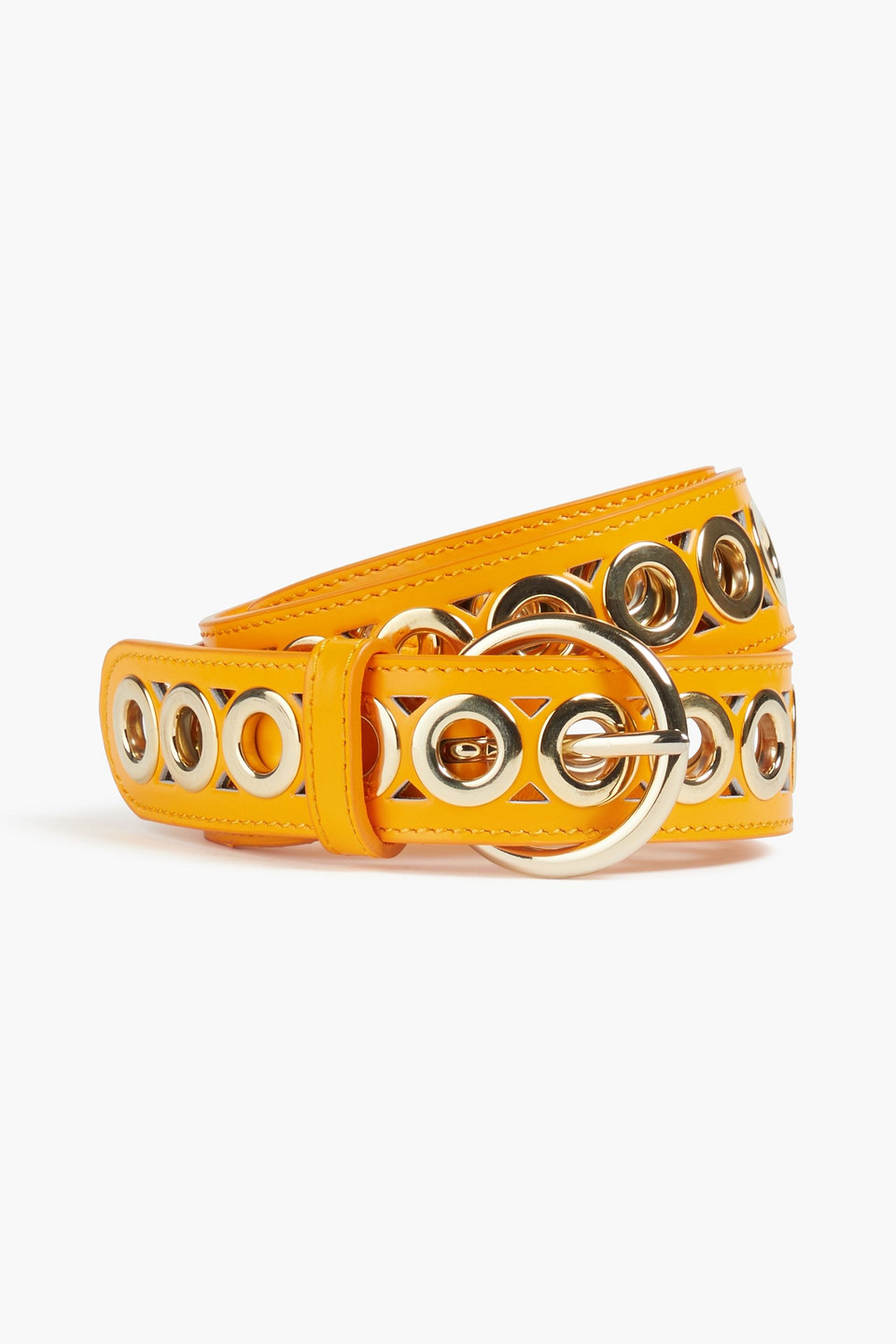 Sandro Eyelet-embellished Leather Belt In Yellow