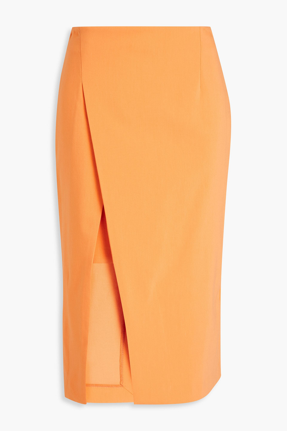 Maje Wrap-effect Cotton-blend Skirt In Orange