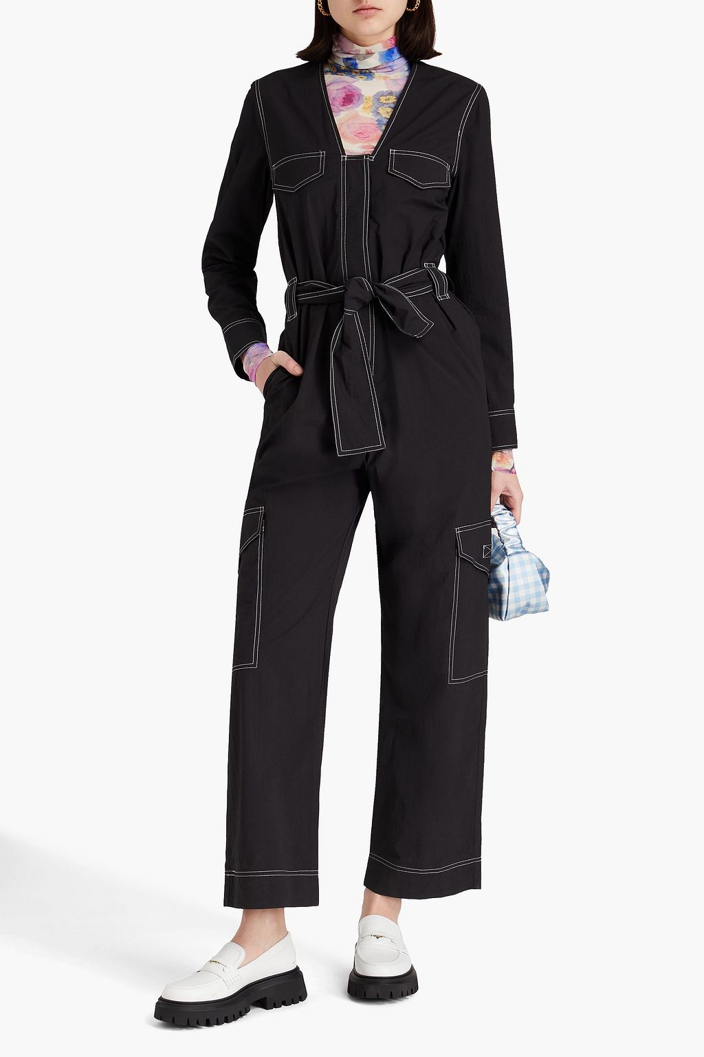 GANNI Cotton-blend crepe jumpsuit