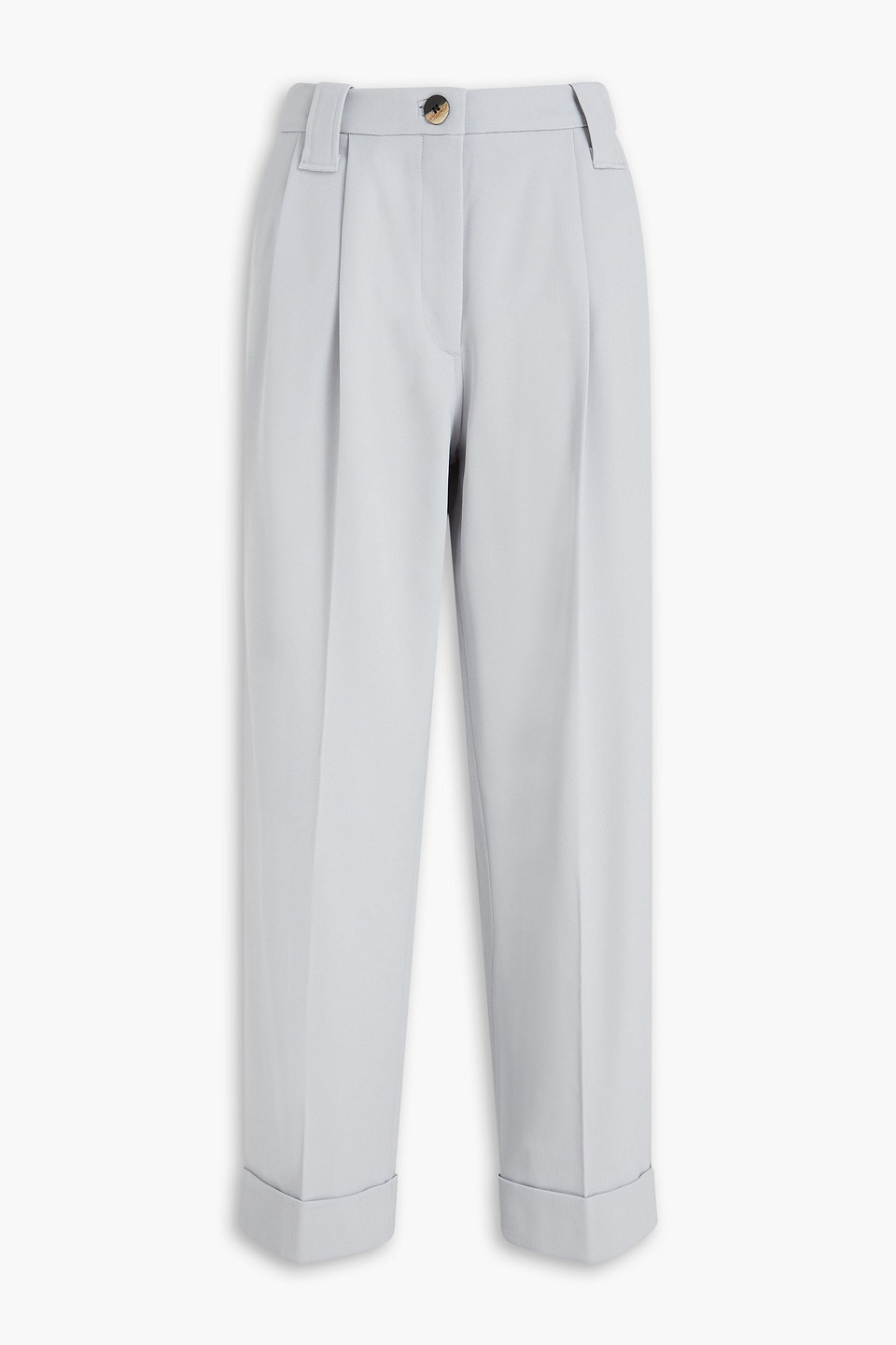 Ganni Cropped Wide-leg Suiting Pants In Light Gray