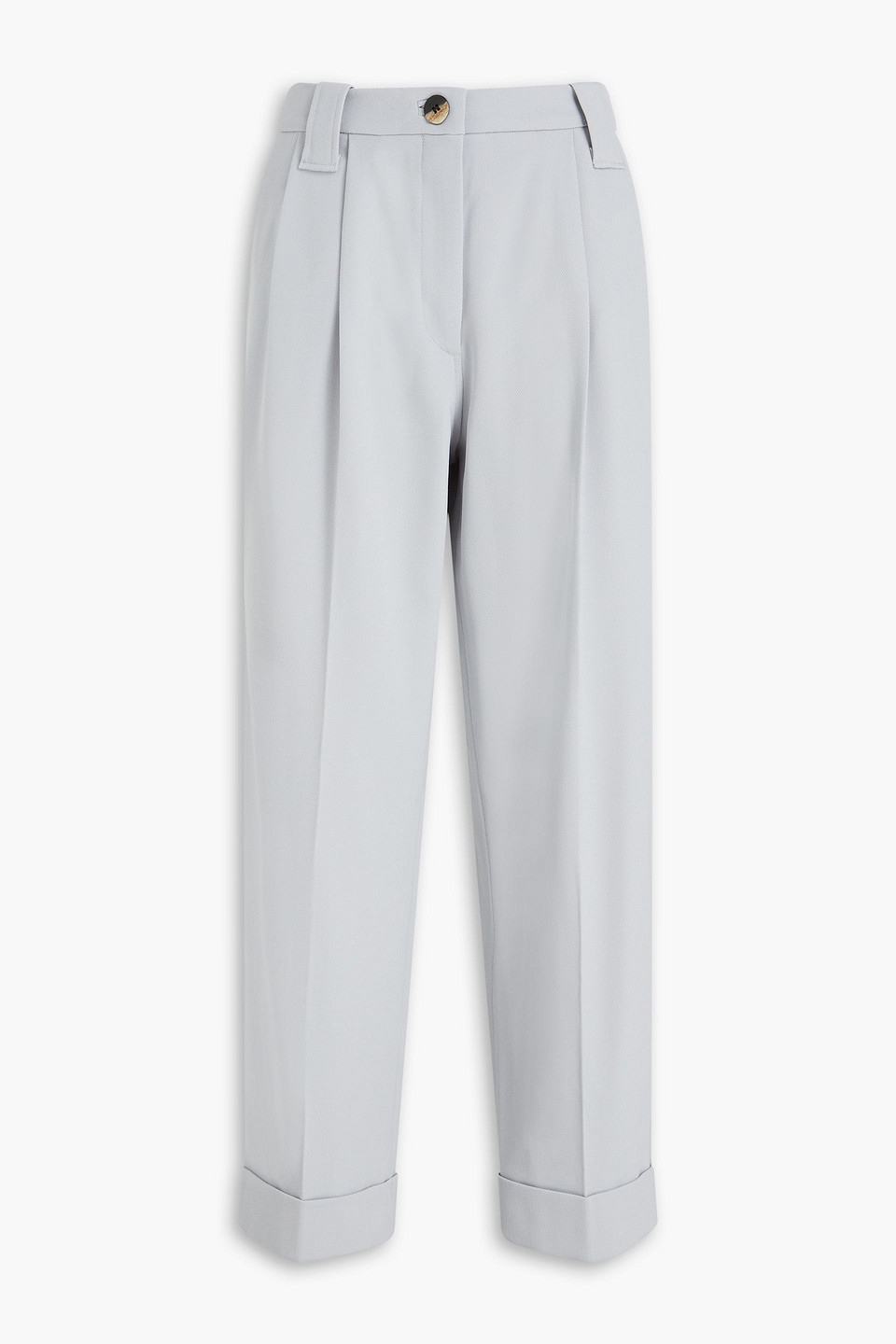 Ganni Cropped Wide-leg Suiting Pants In Grey