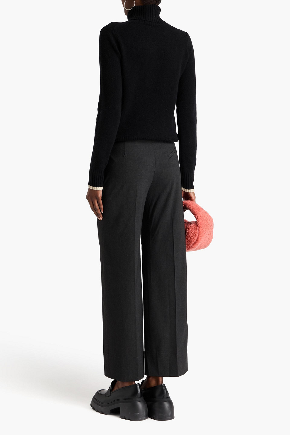 Shop Ganni Woven Wide-leg Pants In Charcoal