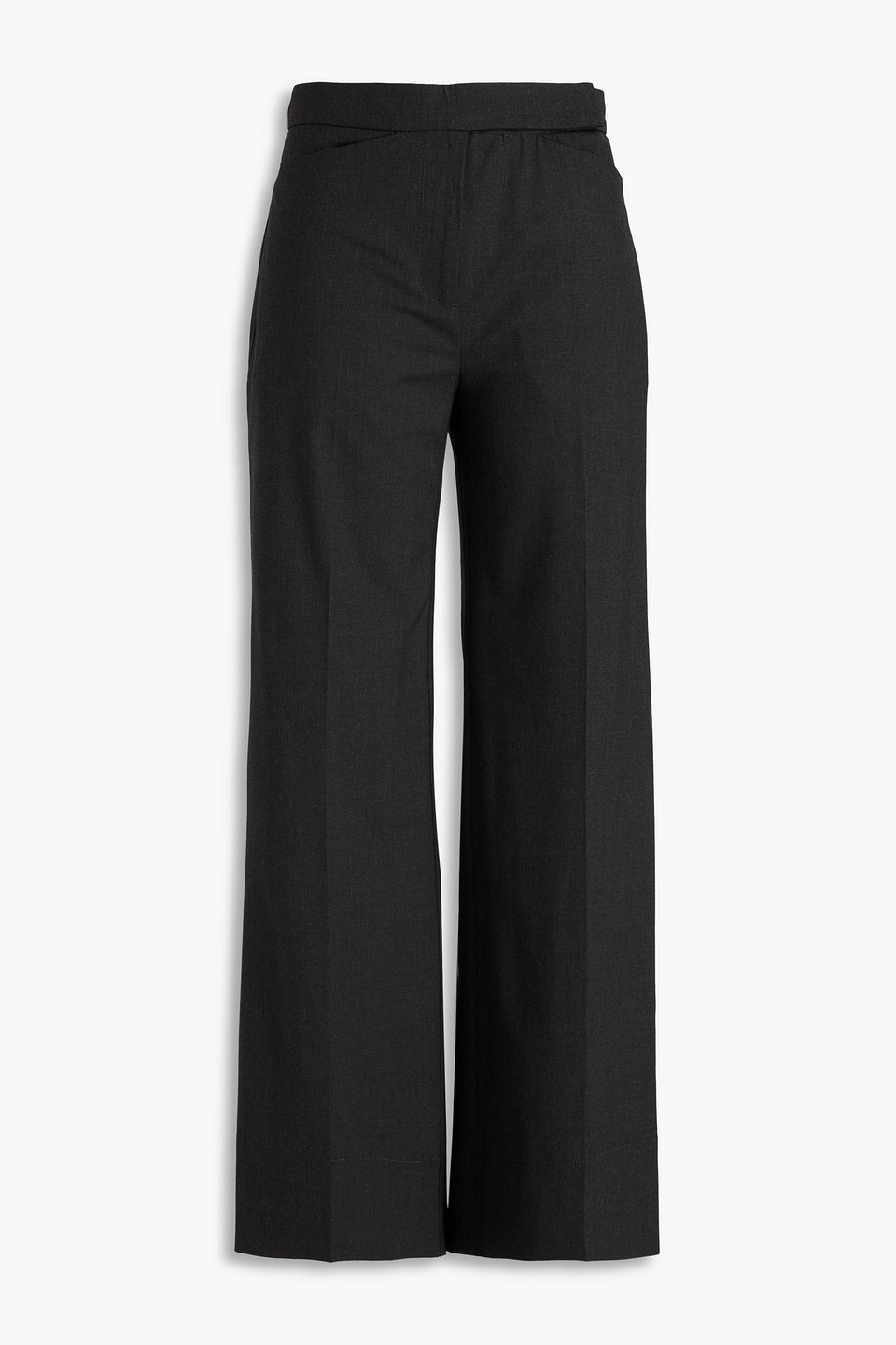 Ganni Woven Wide-leg Pants In Charcoal