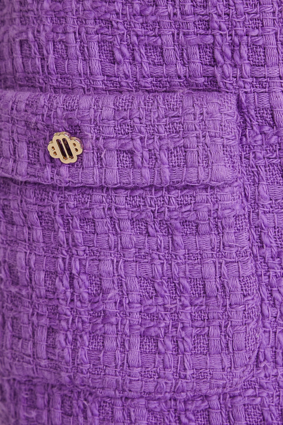 Maje Button-embellished Cotton-tweed Shorts In Purple