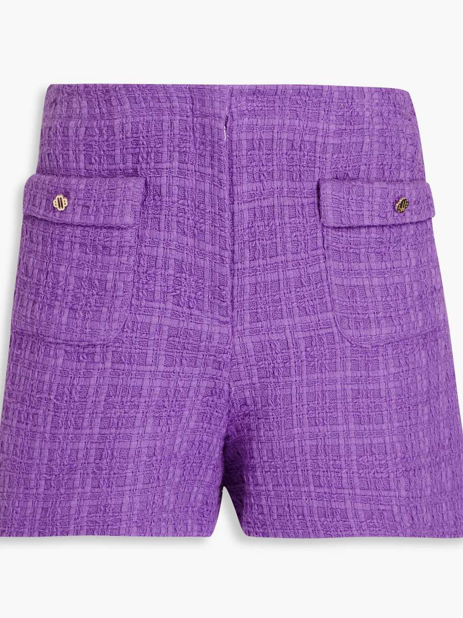 button-embellished cotton-tweed shorts
