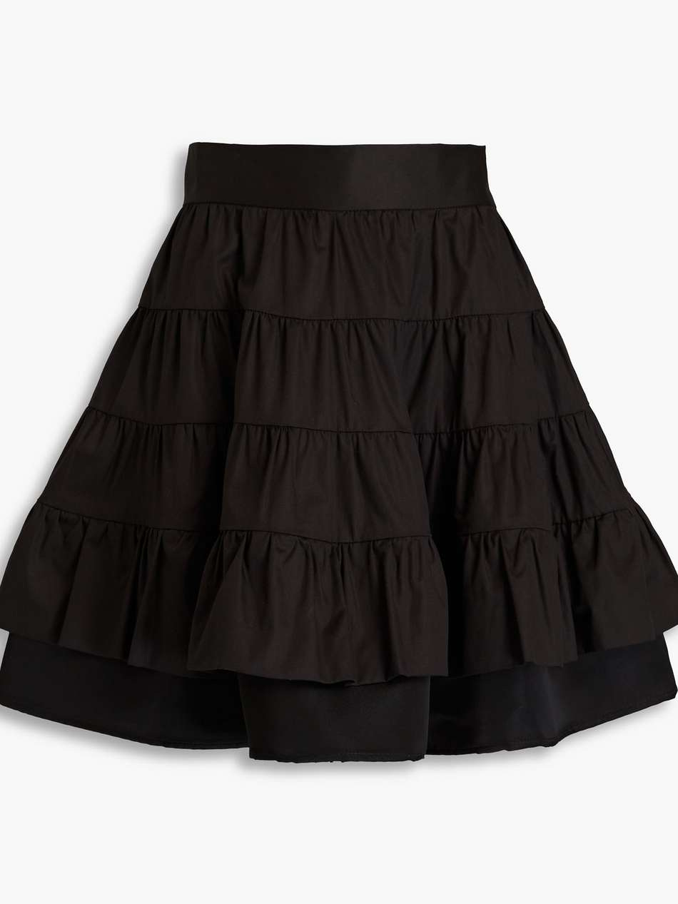 tiered cotton-twill mini skirt