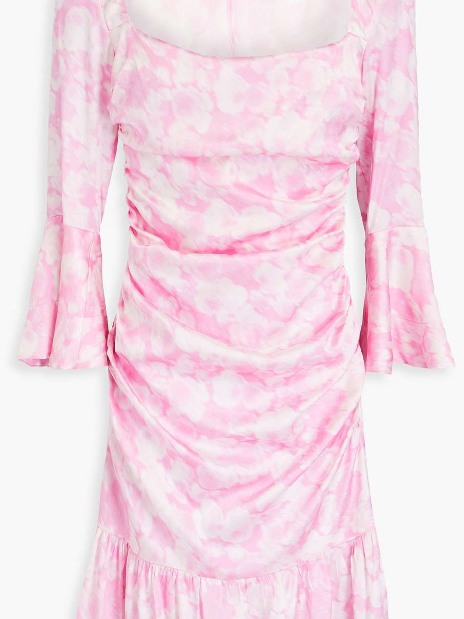 draped printed silk-blend satin mini dress