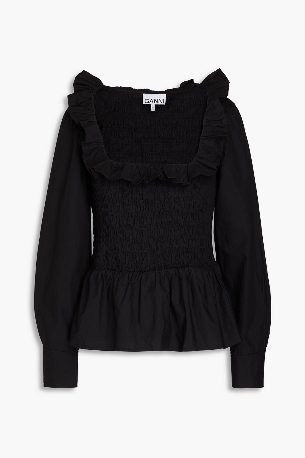 Ruffled shirred cotton top