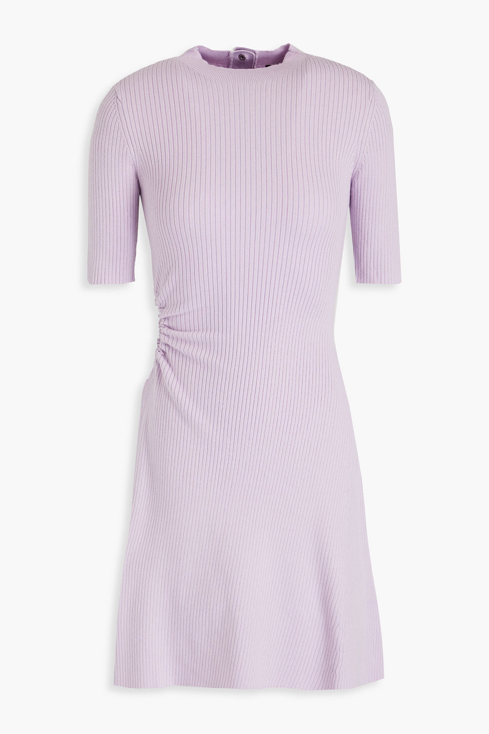 Maje Cutout Ribbed-knit Mini Dress In Purple