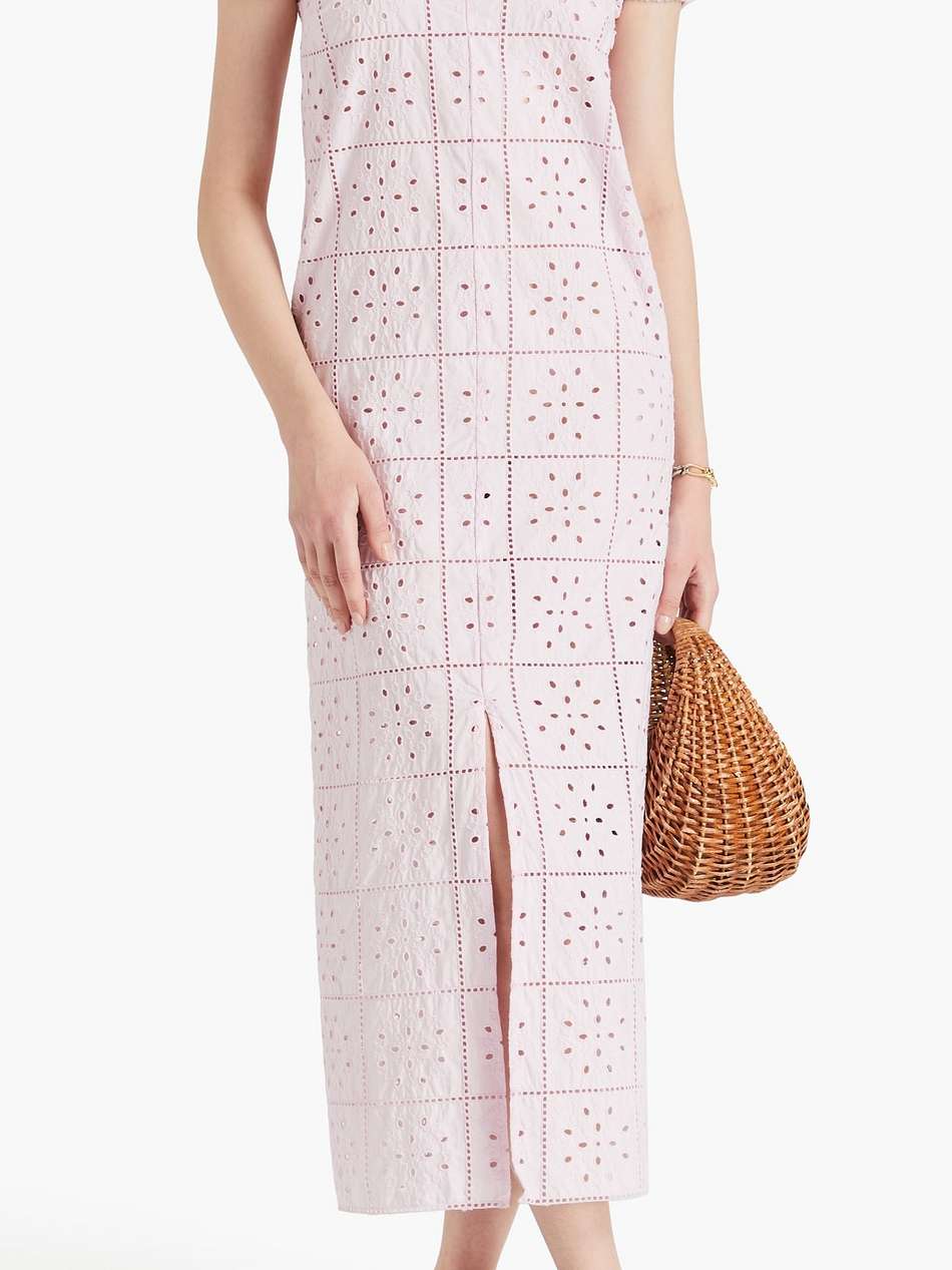 broderie anglaise cotton midi dress